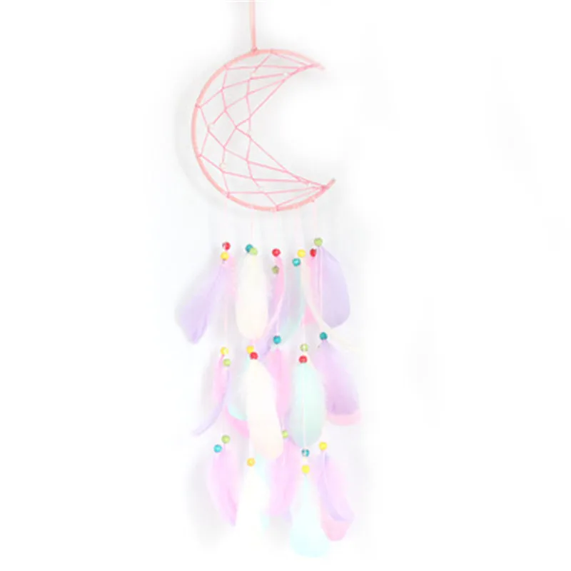 

Pink Moon Dreamcatcher Wind Chimes Wall Hanging Decorations Girl Birthday Gift Indiana Feather Dreamcatcher Wall Hanging Pendant