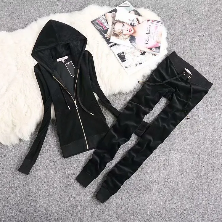 

Spring and autumn goose down suit women's casual sportswear feet pants zipper hooded two-piece self-cultivation temperament