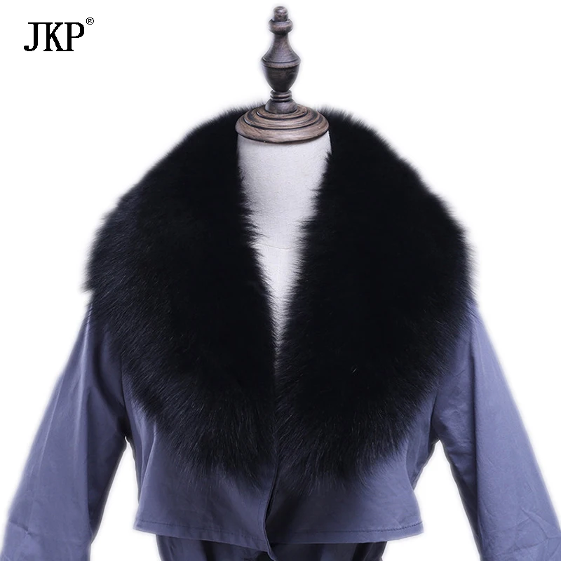 

JKP 2019 Natural Fox Fur Collar for Women 100% Real Animal Fur Scarf Men Winter Warm Fashion Hat Accessories Collar