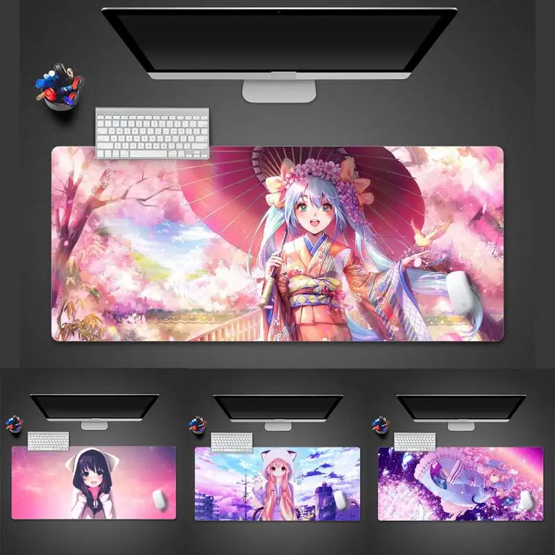 

Pink cute anime girl Laptop Gaming Mice Mousepad Desk Protect Gamer Office Large Mouse Mat pad X XL Non-slip Laptop Cushion