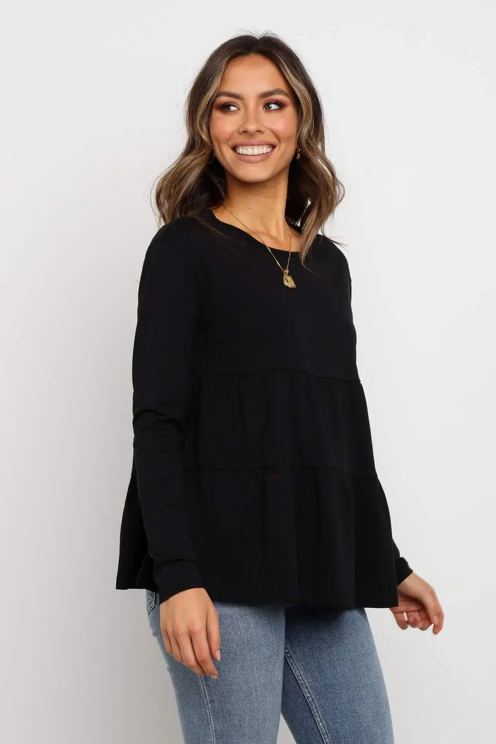 Модные Повседневные новые женские осенние однотонные топы со сращением 2021