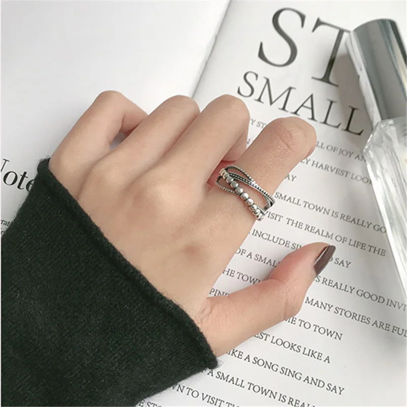 Женское Винтажное кольцо из серебра 925 пробы регулируемого размера|Кольца| |