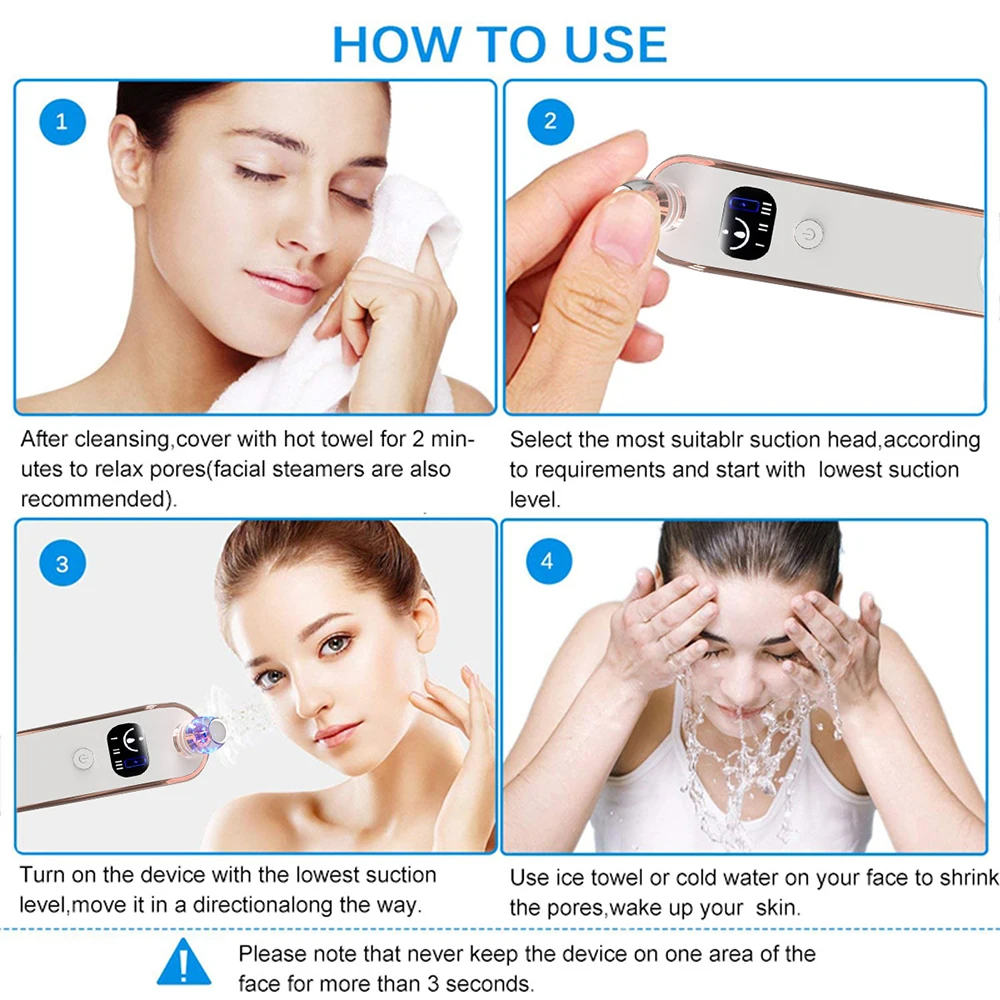 

Blackhead Remover Vacuum Electric Blackhead Removal Tools Pore Cleaner Extractor Pore Vacuum Face Care Skin Care Face Massager