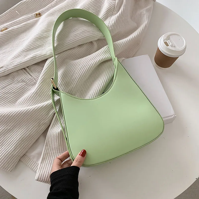 

Кожаная сумка на плечо во французском стиле для подмышек, маленькие сумочки U-образного дизайна для женщин, клатчи, однотонные Модные Винтаж...