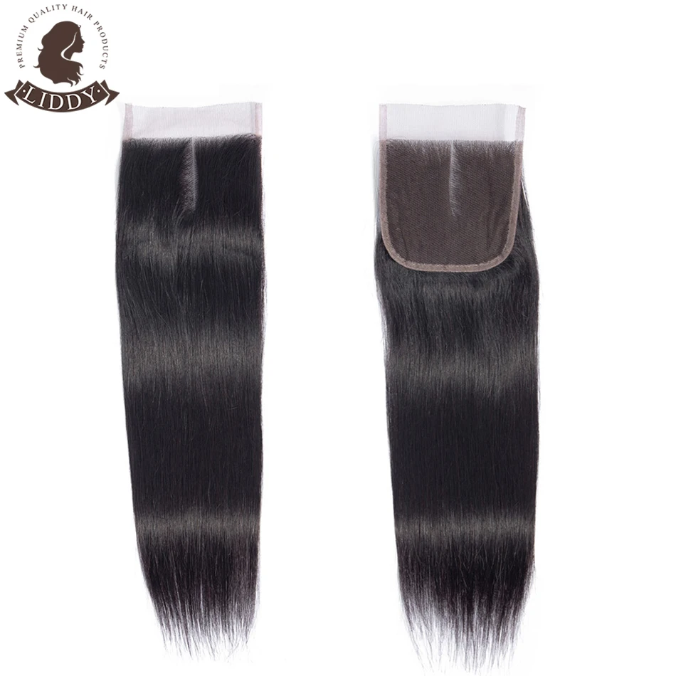 

Liddy 4x4 кружевная застежка 100% человеческие волосы прямая застежка бразильские волосы плетение естественного цвета волосы не Реми Фронтальна...