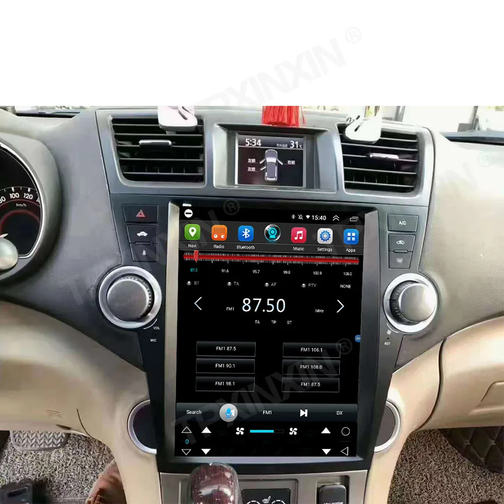 Автомобильный радиоприемник Tesla IPS экран 12 1 дюйма Android 10 для Toyota Highlander 2007 - 2013