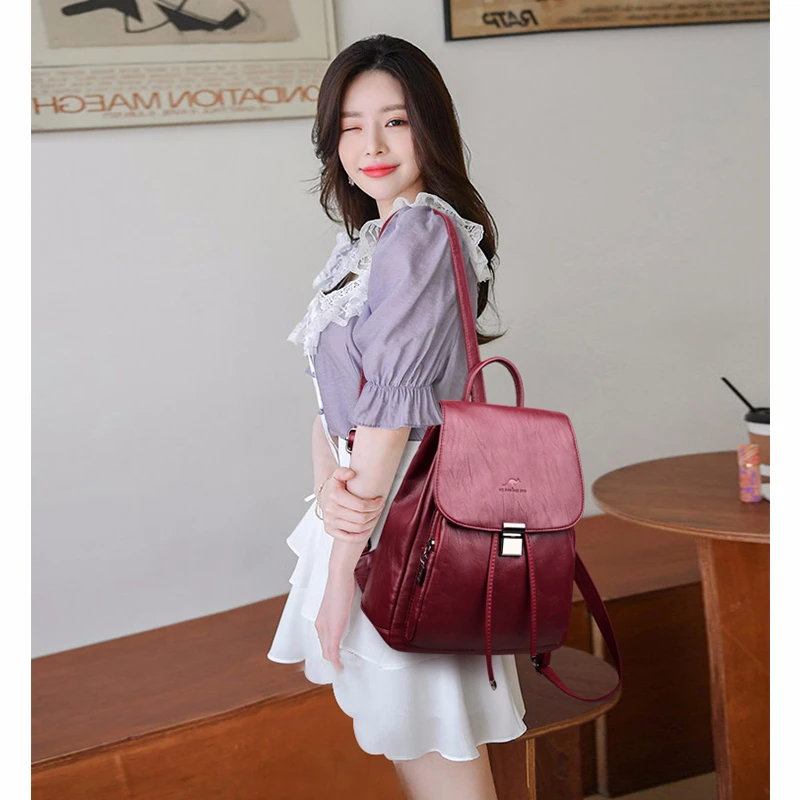 Женский кожаный рюкзак школьный для девочек подростков 2019|Женские рюкзаки| |