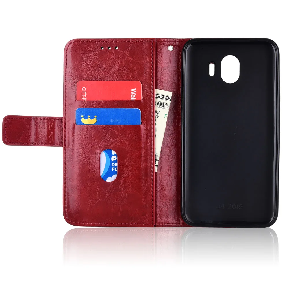 Кожаный чехол-бумажник с откидной крышкой для Samsung Galaxy J4 2018 J400 J400F SM-J400F чехол