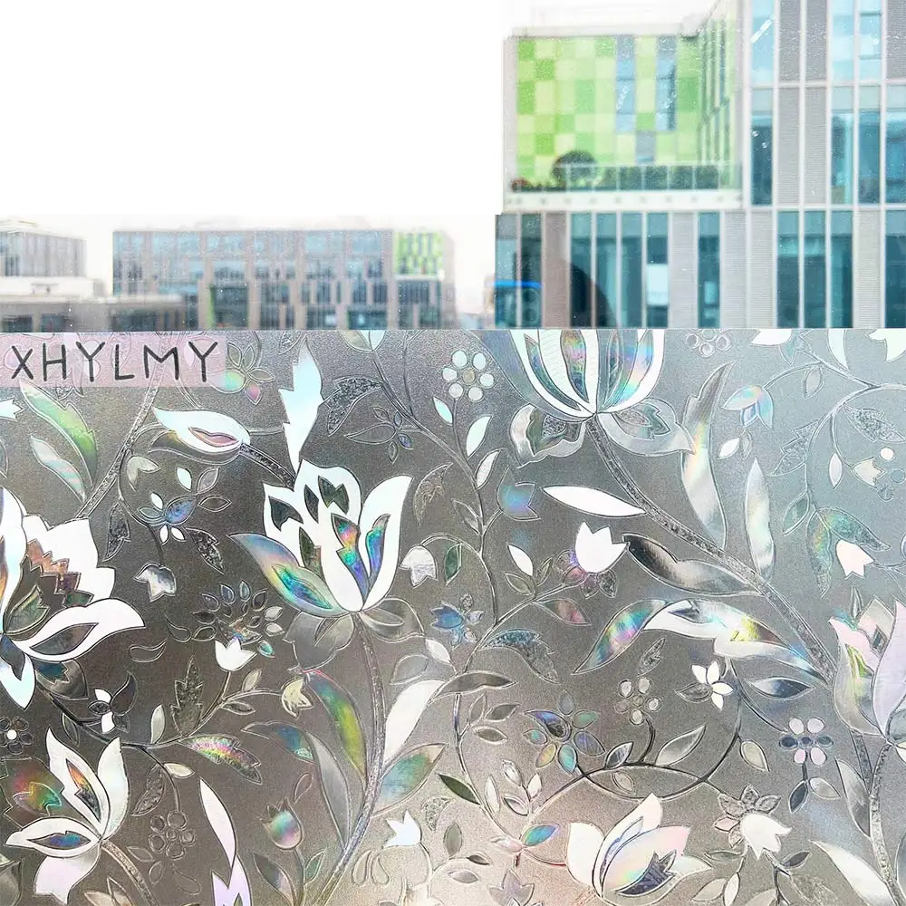 Лазерная витражная 3D декоративная самоклеящаяся пленка радужная оконная для