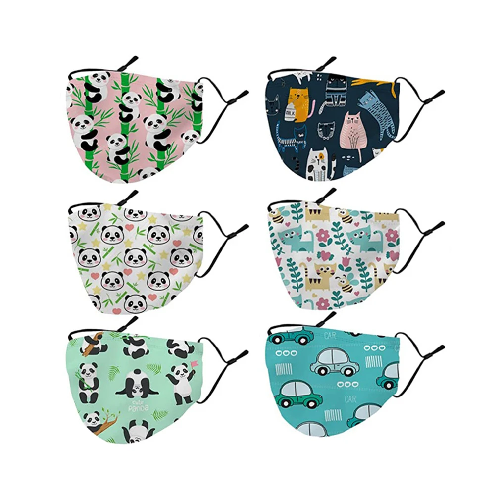 

Cartoon Animal Flower Cat Panda Print Children Mask for Child Kids Cosplay Breathable Adjustable Mouth Cover Masque Mascarillas