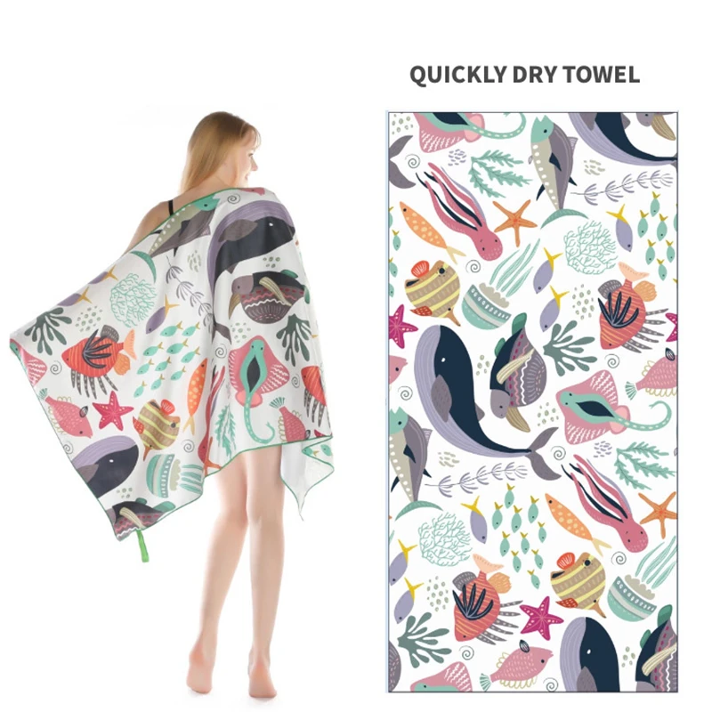 

New Printed Beach Towel Outdoor Water Sports Towel Quick Drying Swimming Surf Towels Portable Big Yoga Mat Beach Chair Blanket