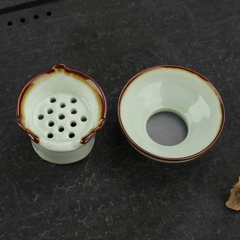 [GRANDNESS] Jingdezhen расписанное вручную чайное ситечко Celadon керамическое Сетчатое чайное ситечко, чай