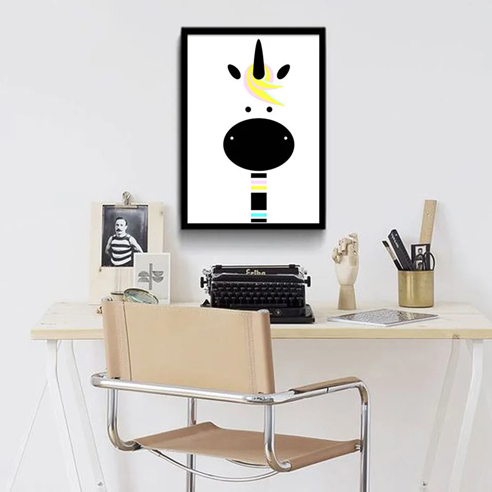 Canvas Painting Nordic Style Cartoon Giraffe Penguin Hd Prints Home Decor Wall Art Modular Simple Pictures Poster For Kids Room | Дом и сад
