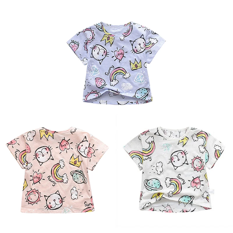 

Comfy Children's Short Sleeve T-shirt Cartoon Pattern Kids T-Shirts Cotton Breathable Girls Boys Cloth