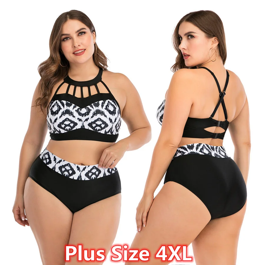 

4XL Summer Women High Waist Bikinis Set Swimsuit Plus Size Swimwear Large Push Up New Swimming Suits Beachwear Wear for Female