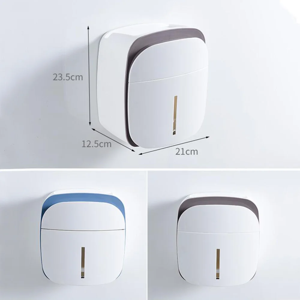

Wall-mounted Tissue Box Bathroom Holder Waterproof Tissue Dispenser Storage Rack (Grey)