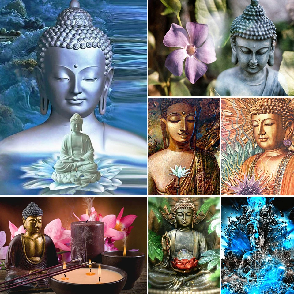 

5D Diamond Painting Cross Stitch Kit Religious Buddha Statue Full Square Round Drill Embroidery Mosaic Diy Art Picture