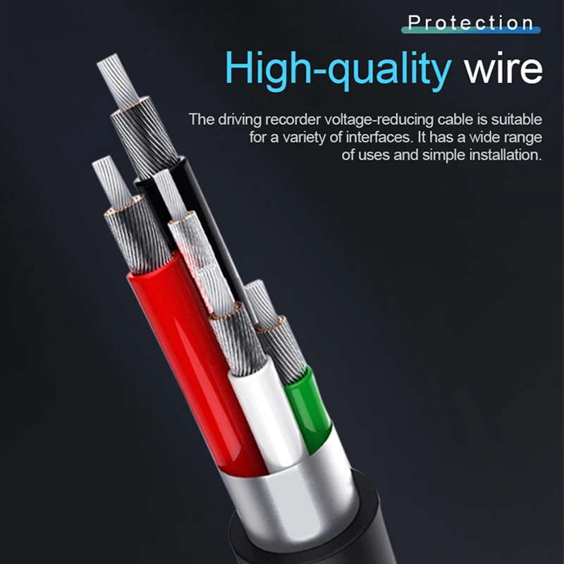 Автомобильный видеорегистратор с кабелем 3 2 м комплект из жесткого провода от 12/24