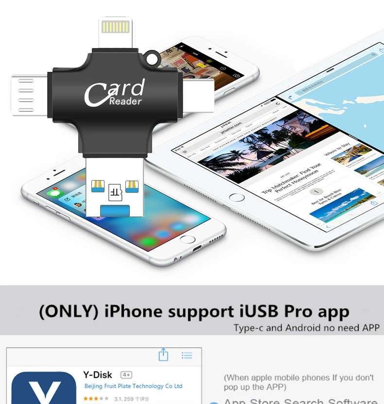 OTG USB флеш-накопитель Micro SD/TF карта 8 ГБ 16 ГБ 32 ГБ кардридер для Iphone/Android/type C 3 в 1 OTG флеш-накопитель 64 Гб карта памяти