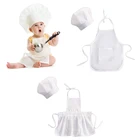 Милый фартук и шляпа шеф-повара для новорожденных, 2 шт., детский белый костюм для фотографий, реквизит для фотосъемки, шапка для новорожденных, фартук для фотосессии, одежда