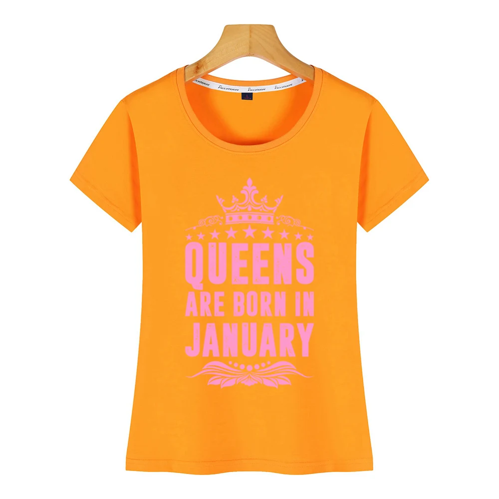 Топы футболка женская queens are born in January Summer Harajuku короткая футболка|Футболки| |