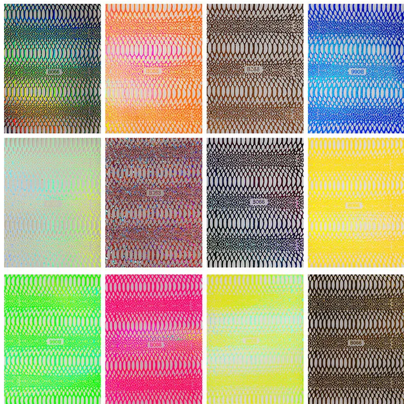 12 листов наклеек для ногтей Полые переводные наклейки Модный узор змеи