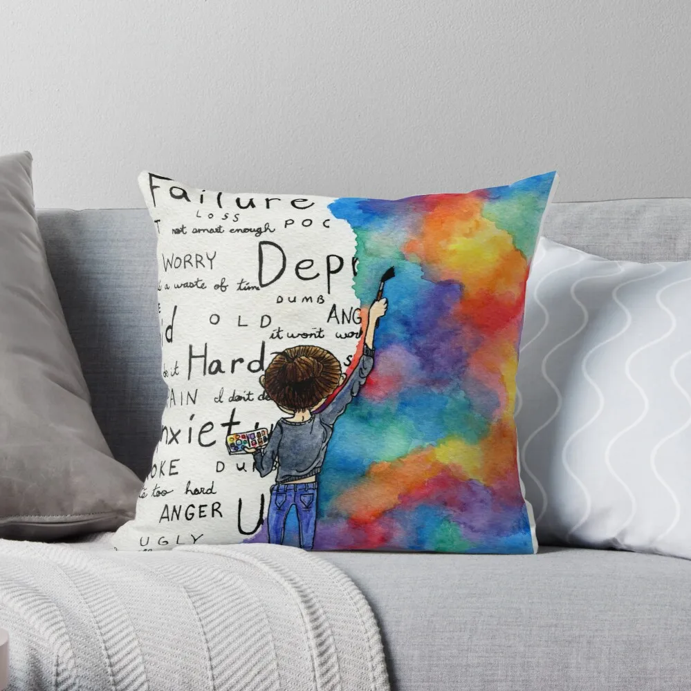 

Always Keep Fighting Watercolor Painting (2015) REVAMP Throw Pillow Cushion Cover PolyesterHome Decor