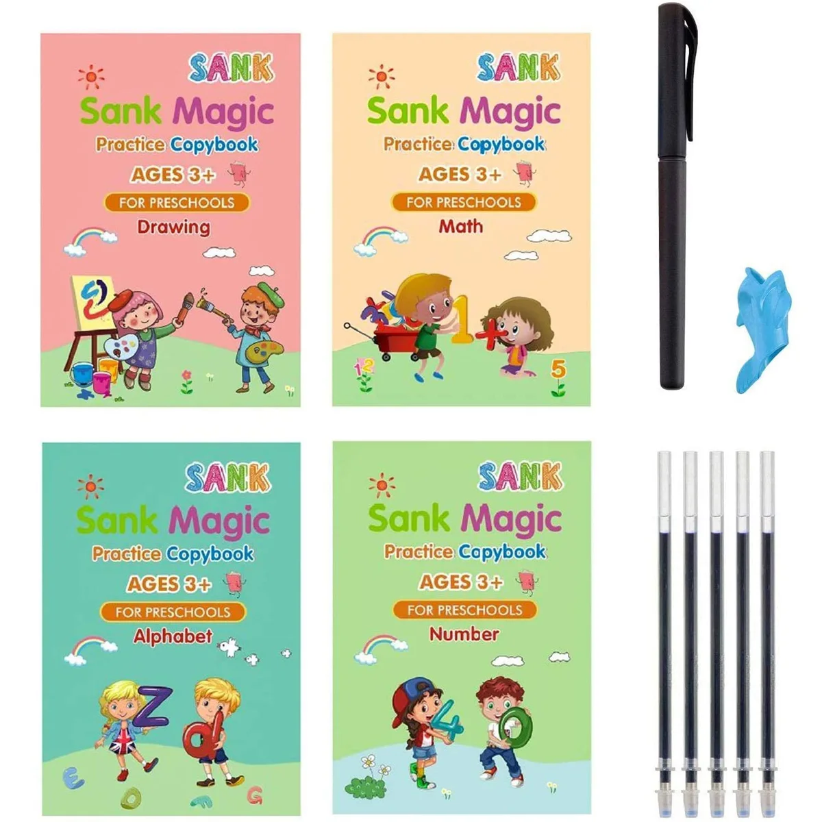 

4books Sank Magic Practice Copybook Free Children's Books Handwriting Reusable Writing Montessori Education Book Gifts