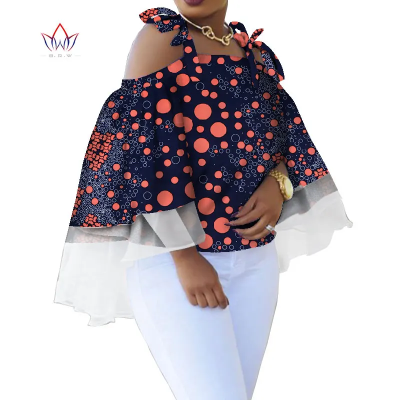 Африканская восковая штамповка рубашка для женщин Дашики с длинными рукавами Африка одежда плюс размер традиционная африканская одежда WY5101 - Цвет: 15