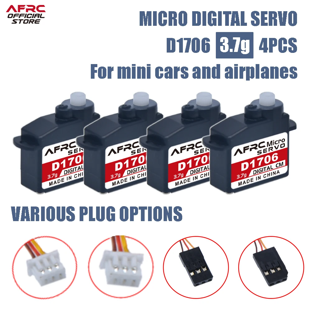 

AFRC-D1706 3.7g 4PCS Micro Digital Servo Mini JST and JR Connector For RC plane car toys Model is special DIY assembly upgrading