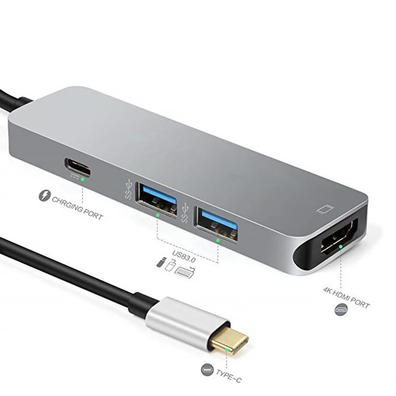 USBC к HDMI 4K 30HZ 2 USB 3 0 type C PD Быстрая зарядка Huib для Macbook Pro Thunderbolt Alumunium Расширение