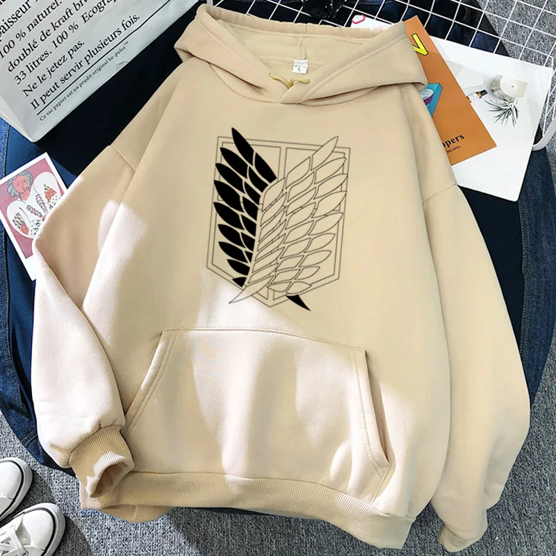 

Kpop Attack on Giants Punk Hoodies Women Winter Sweatshirts Pullovers Thick long sleeve Large size Cartoons Kawaii Loose Hooded