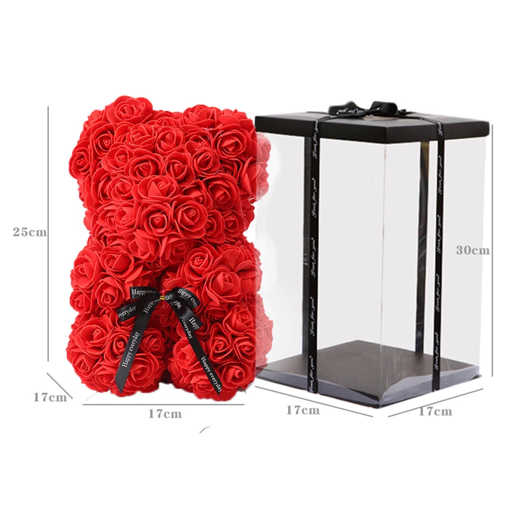 

Simulation Rose Bear Valentine's Day Gift Creative Rose Bear Hug Bear 25CM With High-End Gift Box Packaging