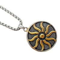 new arrival sun wheel golden sun kolovrat slavic amulet pendant norse occult symbol pendant germanic men women necklacecagf0067