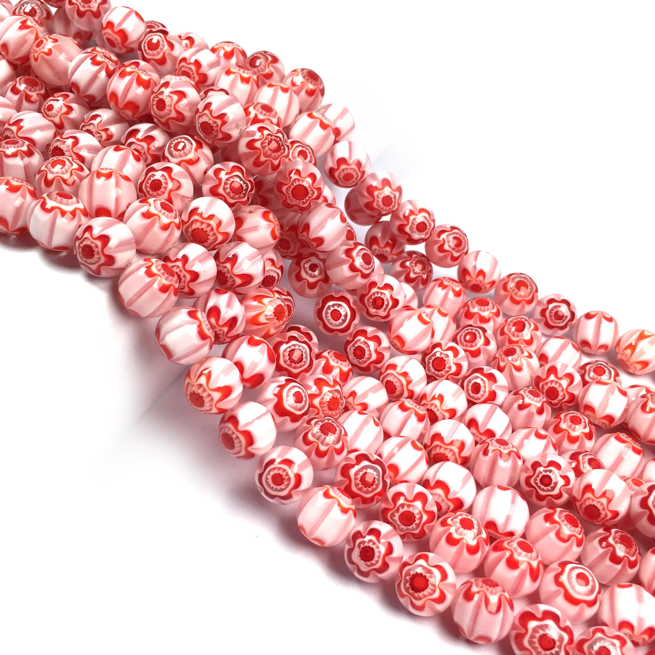 

4 6 8 10mm Stripe Lampwork Glass Beads For Jewelry Making Bracelet DIY Jewelry Findings Loose Spacer Glass Round Beads