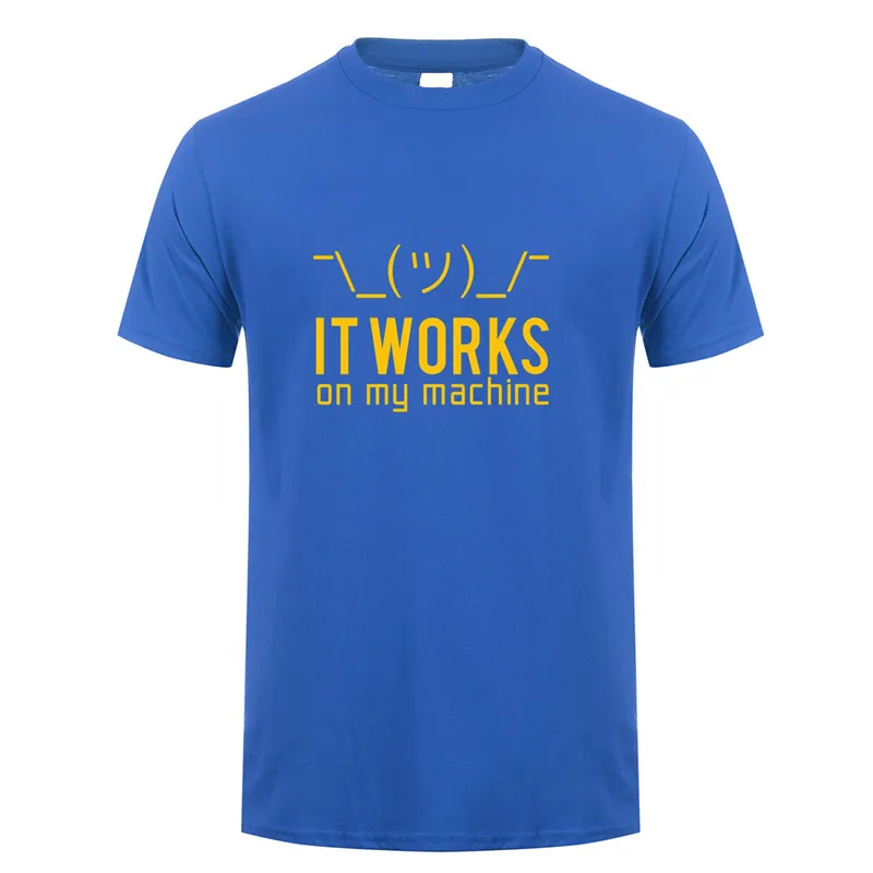 Летние мужские футболки, Забавные футболки с надписью «Geek It works on my machine», мужские хлопковые футболки с коротким рукавом и компьютерным программатором, OZ-148 - Цвет: Royal