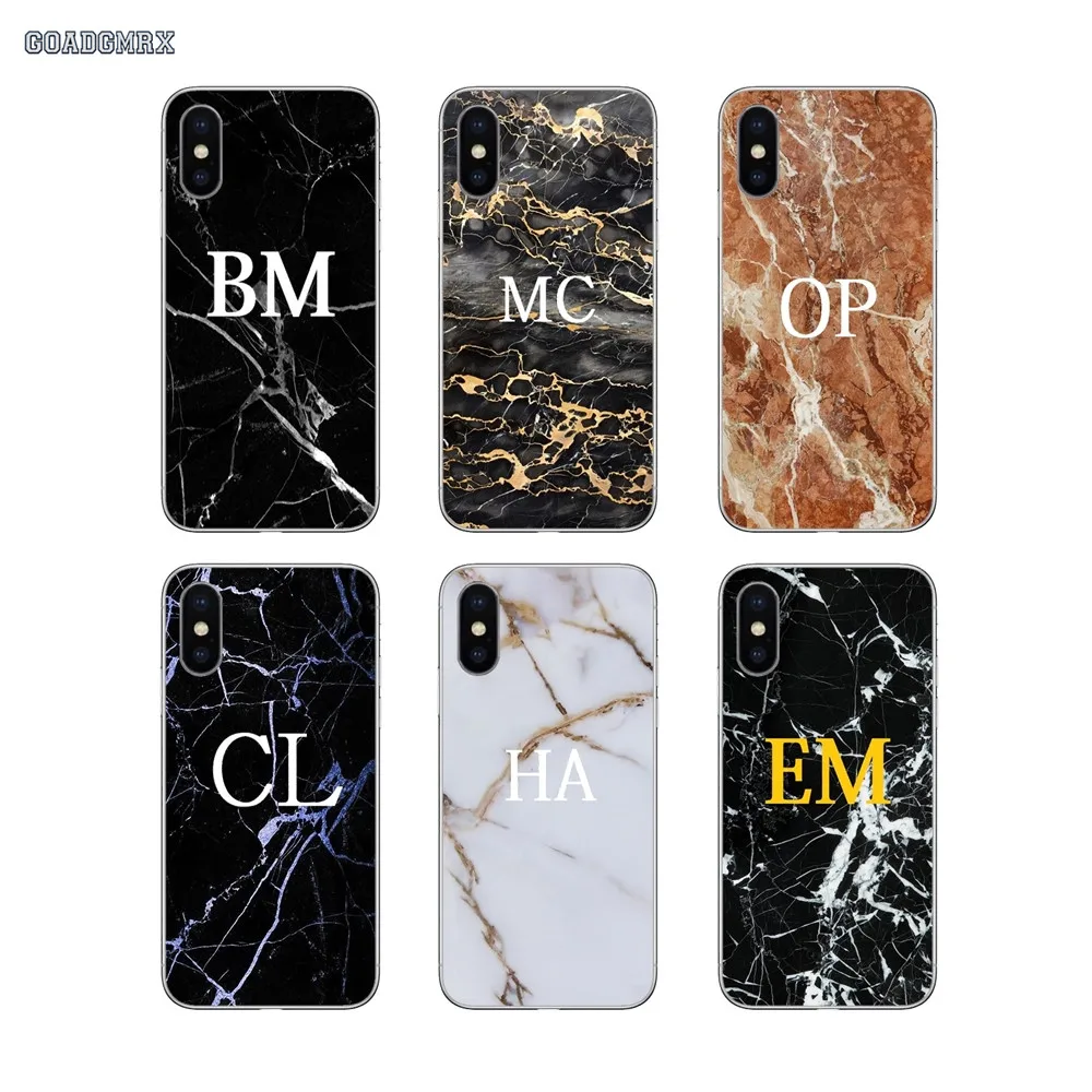 Персонализированные мраморные инициалы прозрачные мягкие чехлы для iPhone 11 X XR XS Pro