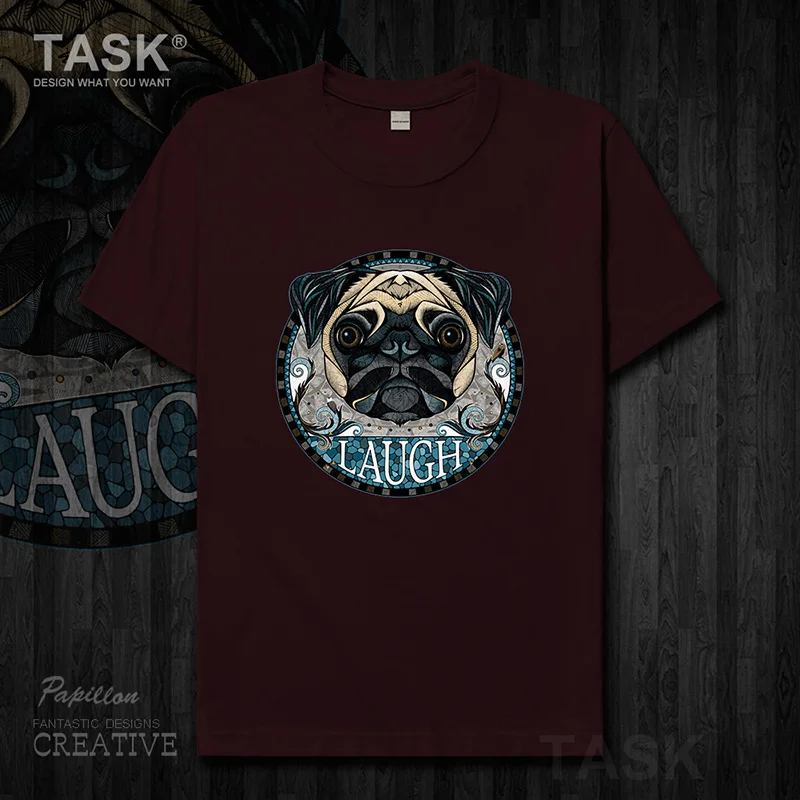 Pug animal illustration cute cartoon funny print men's t-shirt cotton Short sleeve clothes comfort slim Harajuku Streetwear 0002 | Мужская
