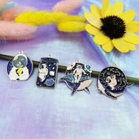 10pcs enamel cartoon whale astronaut planet charm for jewelry making fashion earring pendant necklace and bracelet charms