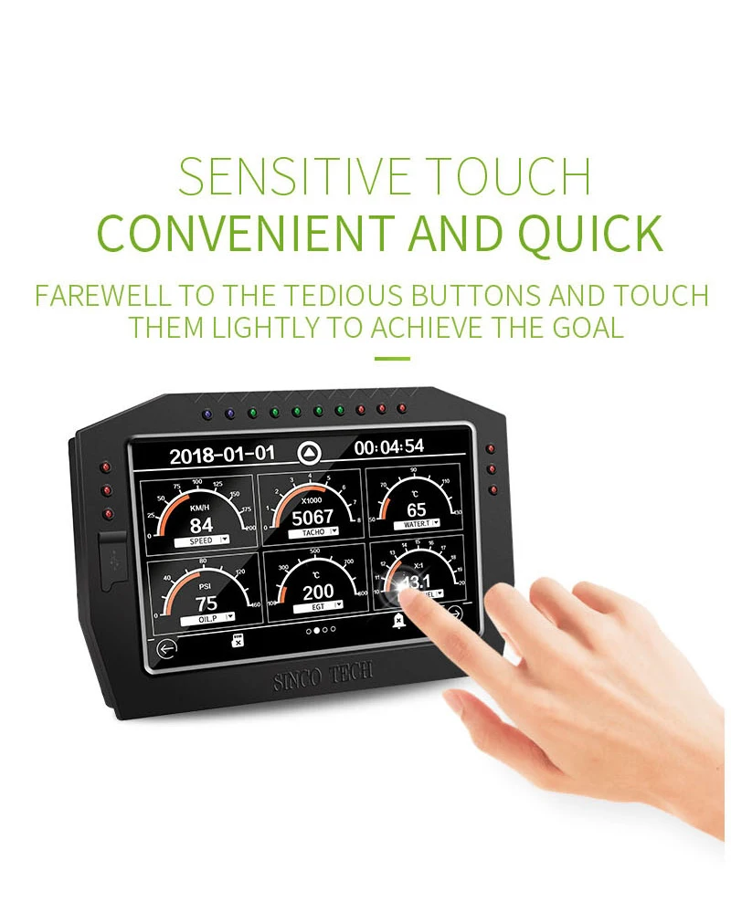 DO909 сенсорный экран Tech автомобильный гоночный манометр приборной доски дисплей