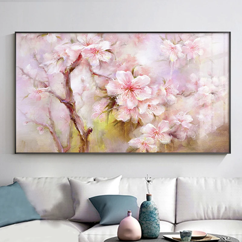 KOWELL 100%Handpainted Abstract Cherry Blossom Oil Painting On Canvas Art Gift Home Decor Living Room Wall Art Frameless Picture