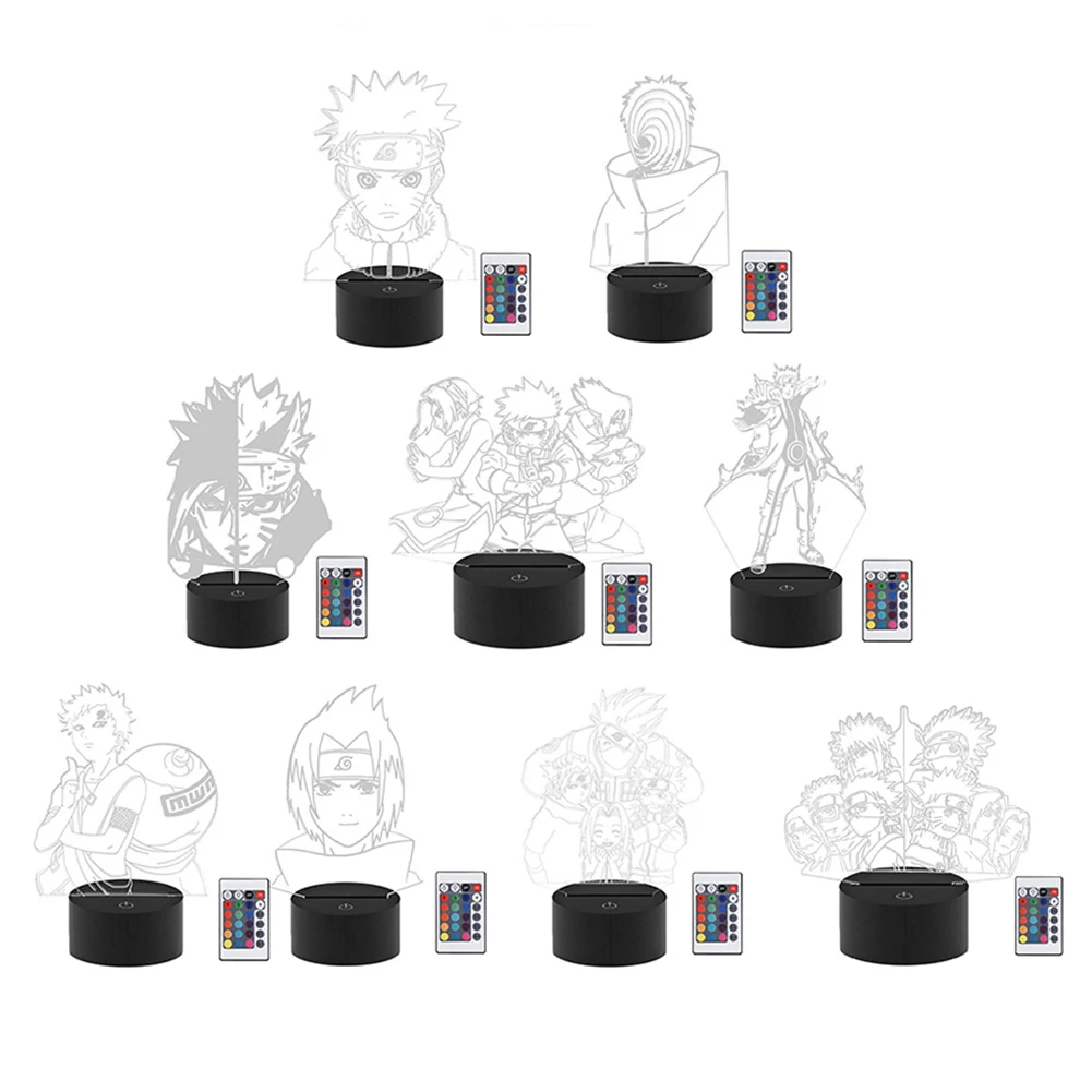 3D японский аниме персонажи СВЕТОДИОДНЫЙ Ночник светильник сенсорный пульт