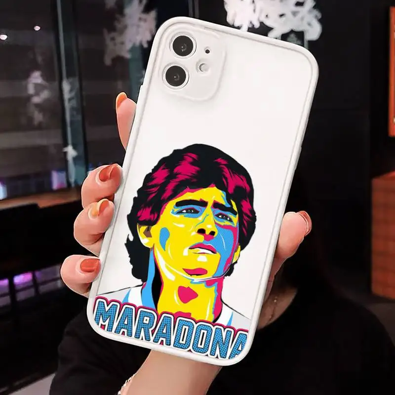 

caetoon Maradona Phone Cases Matte For iPhone 12 Mini 11 Pro XR XS Max 7 8 Plus X Hard PC Back Cover