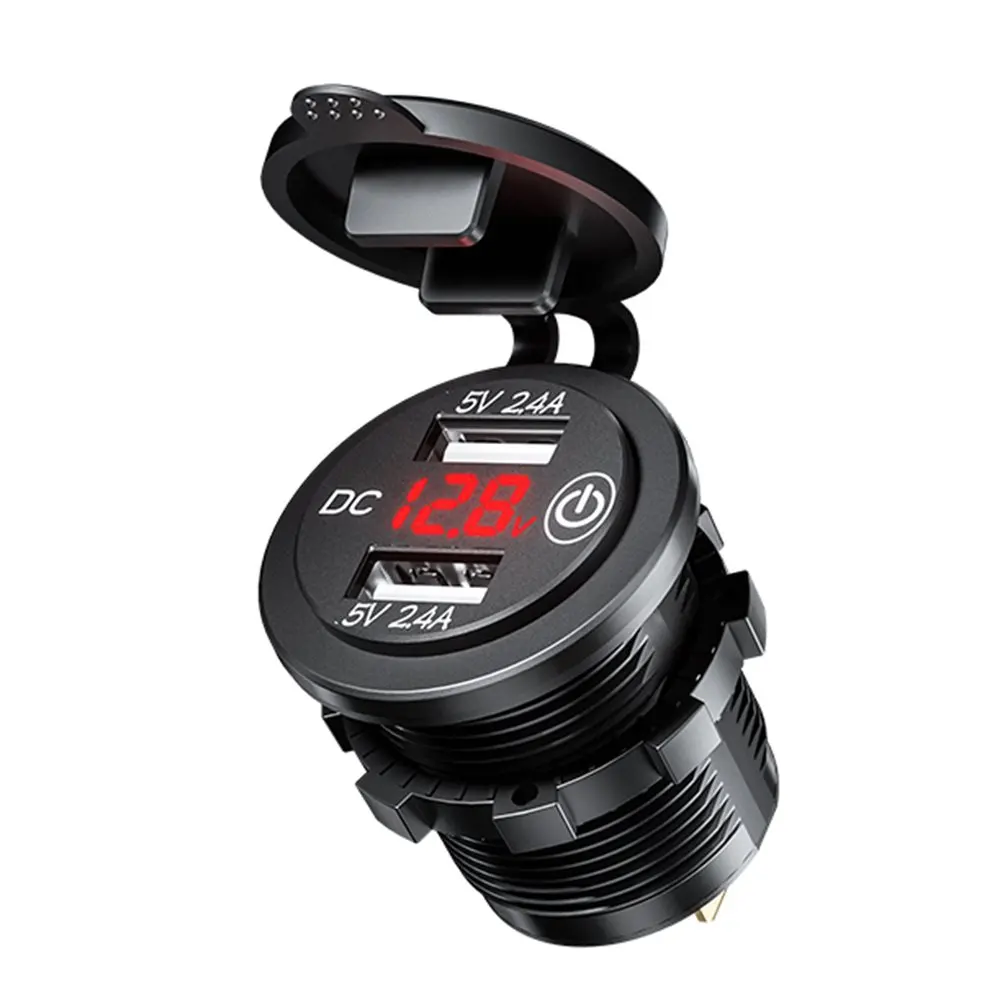 Автомобильное зарядное устройство со светодиодным индикатором 2020 12 В 24 двойной