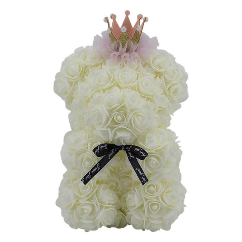 Пенопластовый Искусственный розовый медведь с короной и милым бантом из ленты
