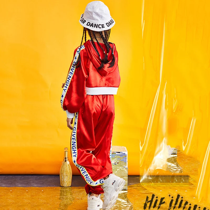 

2021 NEW Hip Hop Dance Costumes Kids Hooded Jacket Pants Girls Street Dancing Outfit Children Jazz Stage Wear Modern Clothes
