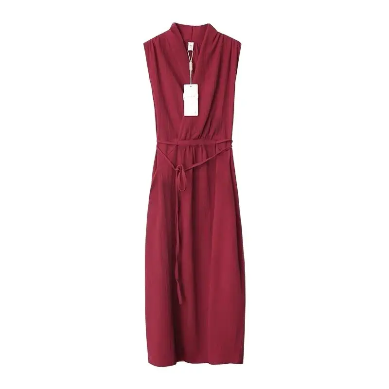 

Women's Skirt New 2021 Summer Slim Irregular Long V-neck Chiffon Fashion Dress