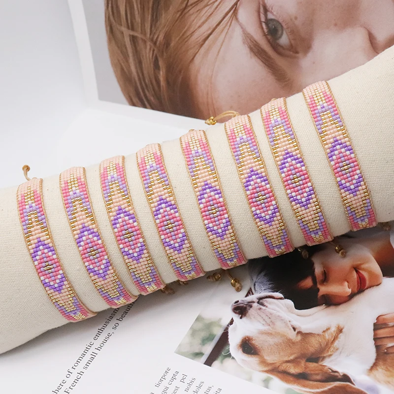 

BLUESTAR Fashion Trend Rhombus Design Bracelet Japanese Miyuki Seed Bead Jewelry Geometric Woven Bracelets for Women Jewellery