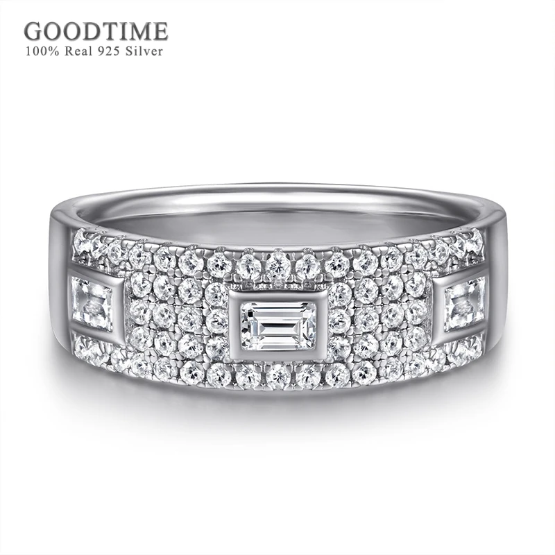 

Luxury Women Ring Pure 925 Sterling Silver Zircon Rhinestone Engagement Wedding Ring Jewelry Accessories Gift For Party