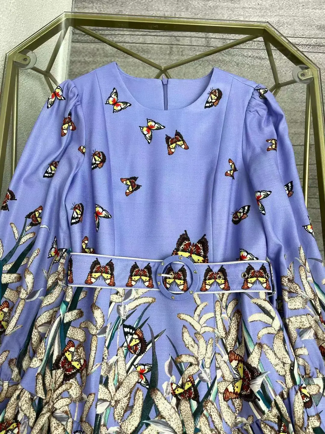 

2021 Autumn Fashion Runway Mini Dress Women Long Sleeve Belt Luxury Floral print Vintage Holiday Dress